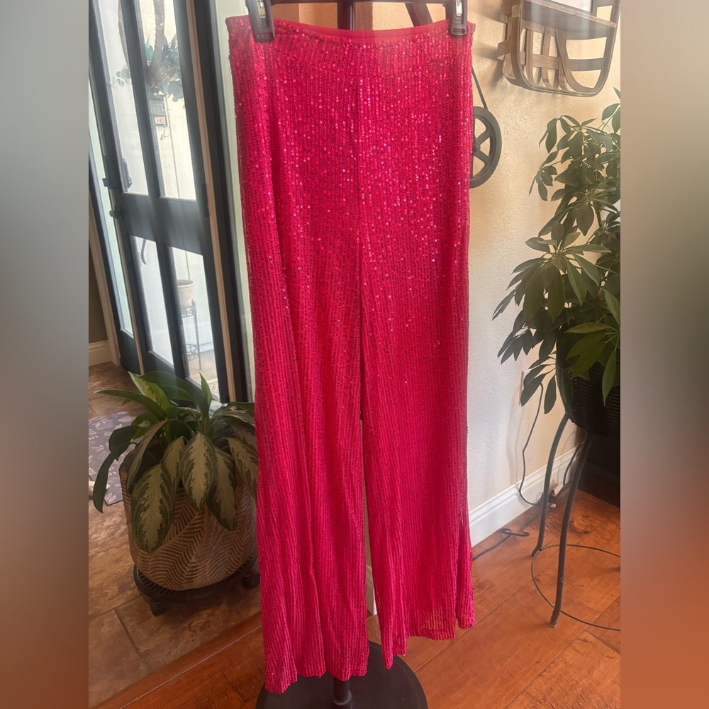 Hot pink sequins pants
